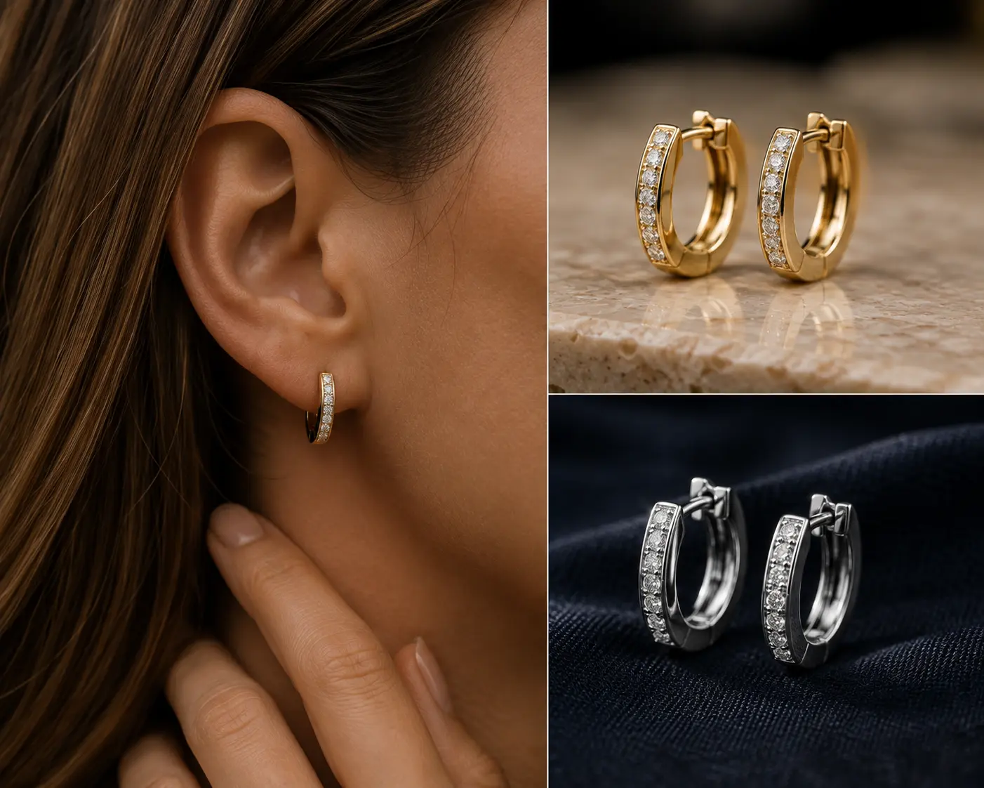 Diamond huggie hoops