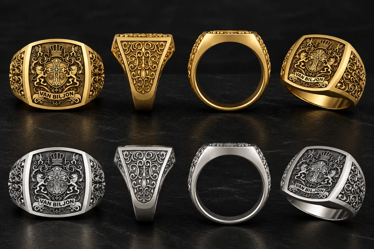 Family crest signet rings