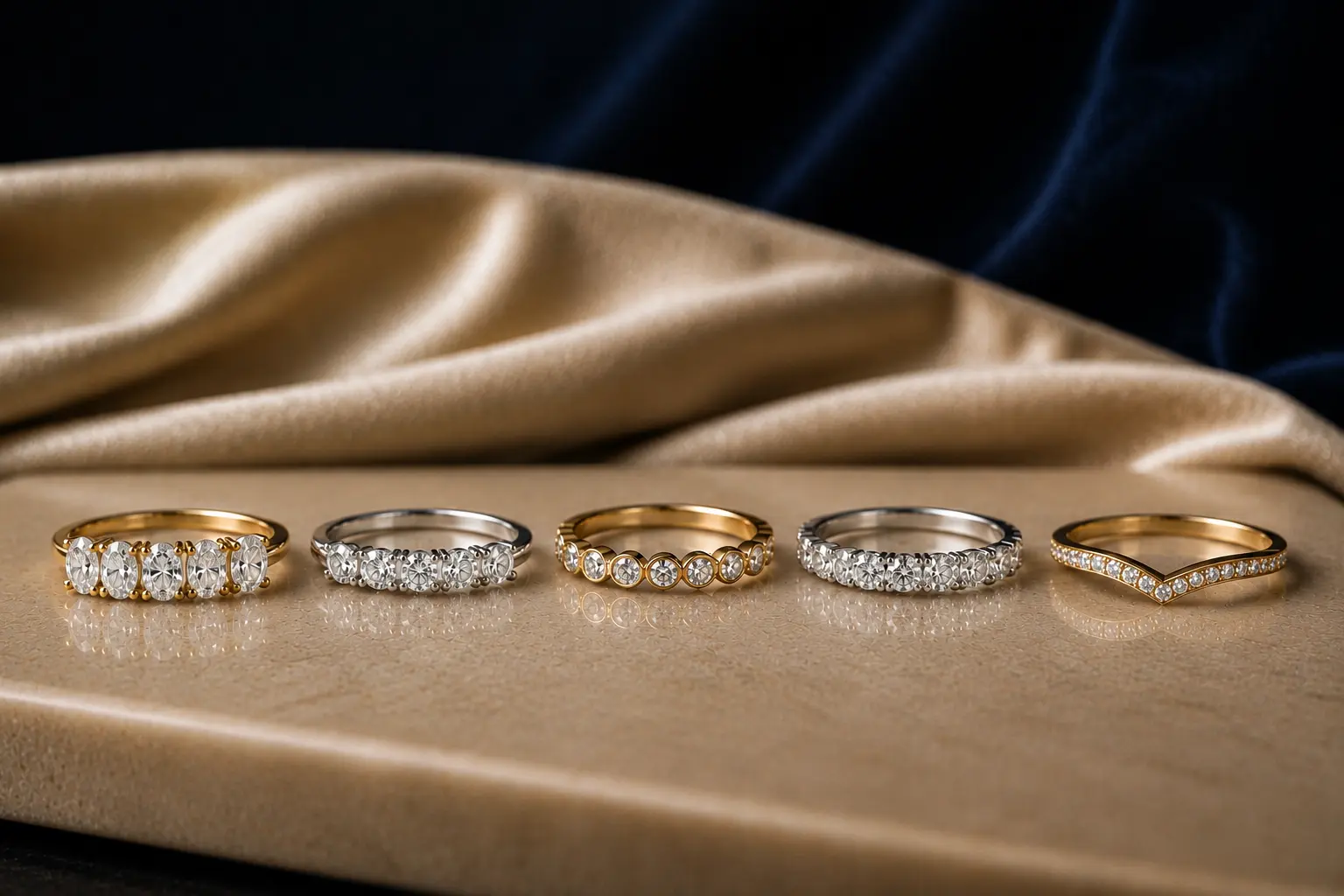 Diamond-set anniversary bands