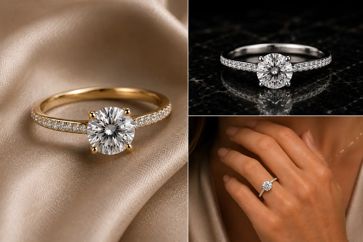 Pavé-shoulder solitaire
